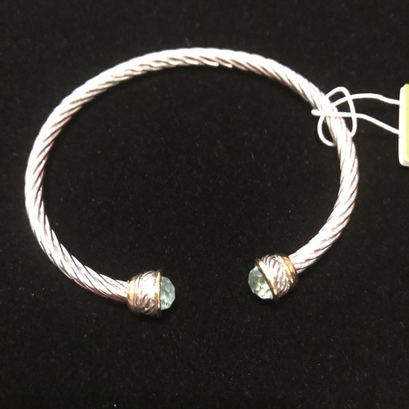 NWT Twisted Silver Bracelet with Turquoise on ends - Picture 1 of 10